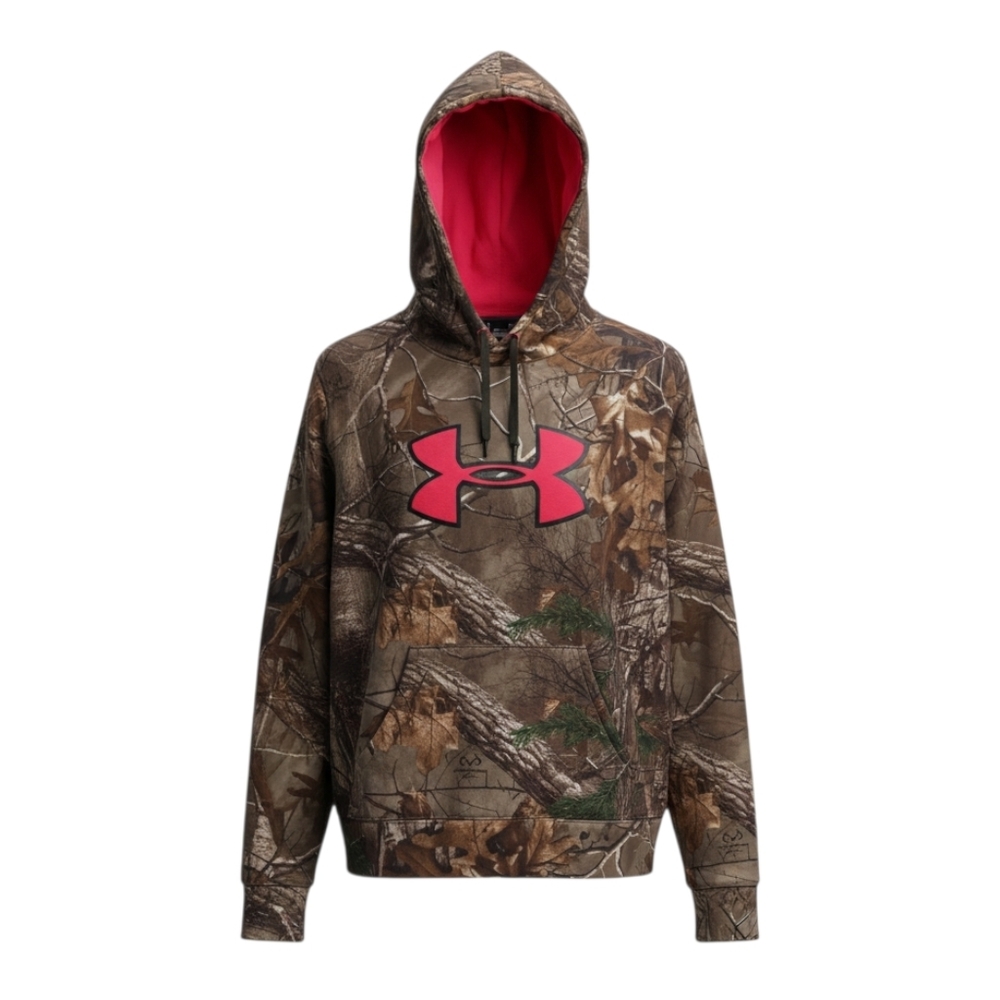 Under Armour Camo Hoodie Sweatshirt Pink Logo Med Outdoor Hunting Fall Warm